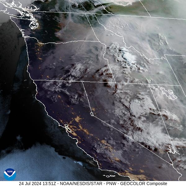 Wednesday morning’s satellite shows smoke from Oregon, Washington, and Idaho wildfires moving into the state.